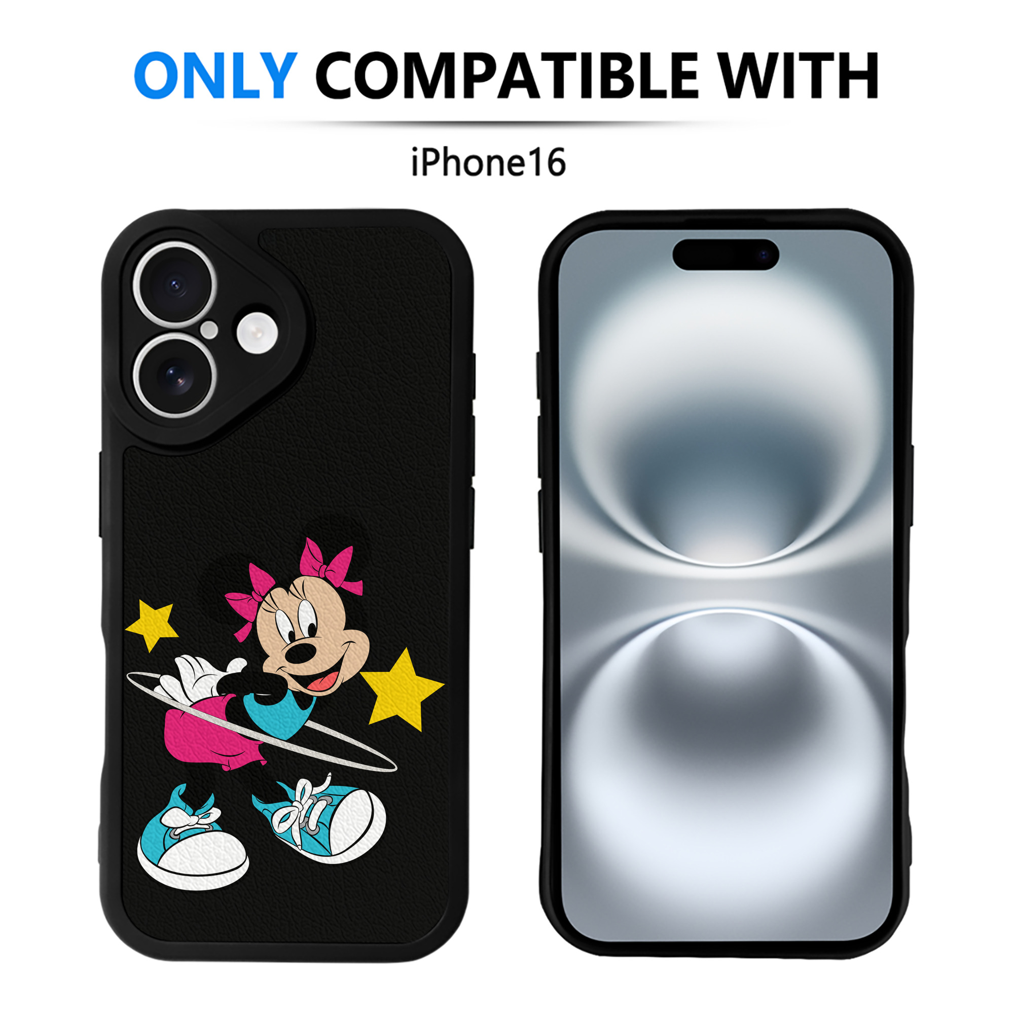 （画像用） ミッキーマウス Mickey Mouse 【iPhone 16シリーズ対応】シリコンスマホケース（レザー調） 材質：シリコン